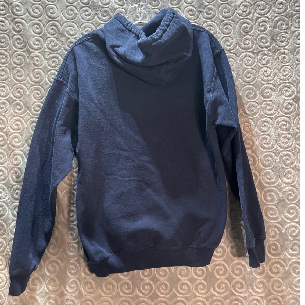 Gilden Navy Blue‎ Hooded Sweatshirt Pullover Hoodie Pocket size M - Picture 6 of 9